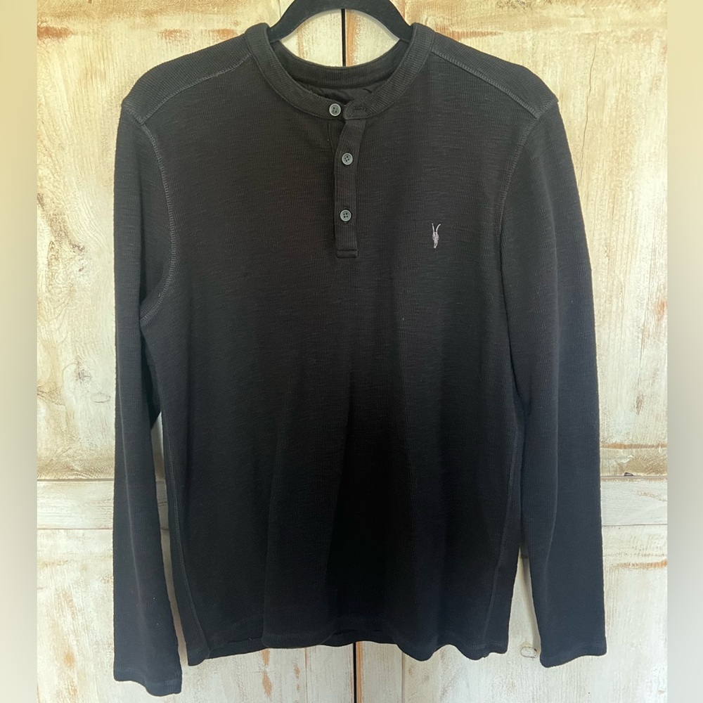 ALLSAINTS black Henley shirt (S)